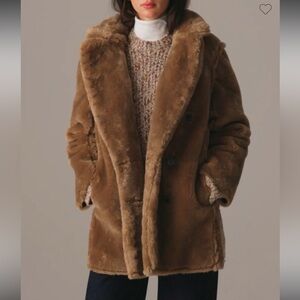 J Crew Faux Fur Coat Light Brown Size Medium